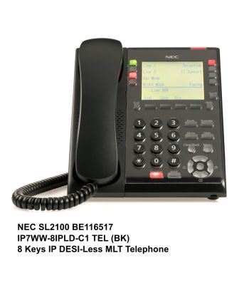 IP7WW-8IPLD-C1 TEL (BK) NEC 8 Keys, IP DESI-Less Multiline Terminal (Black)